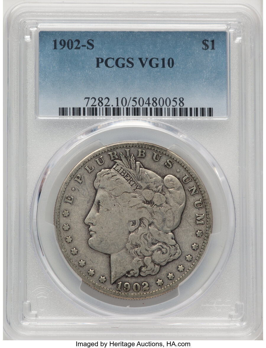 1902-S $1 VG10 PCGS. PCGS Population: (43/7011). Mintage 1,530,000. ...
