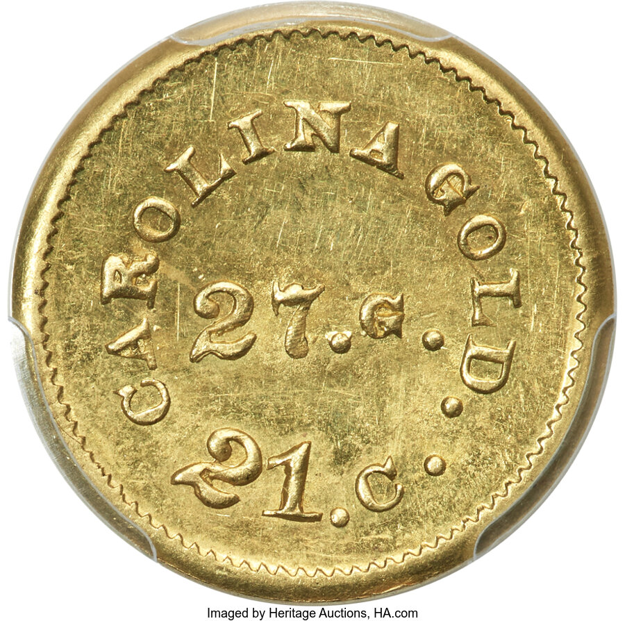 (1842-52) G$1 A. Bechtler Dollar, 27G. 21C., Plain Edge, MS61 PCGS. K-24, R.3....