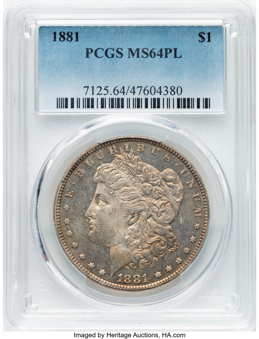 1881 $1 MS64 Prooflike PCGS. Mintage 9,163,975. ...