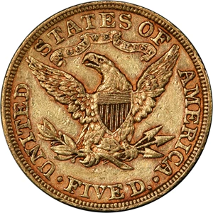 image for: 1890 Liberty Head Half Eagle. AU-50 (PCGS).