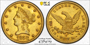 image for: 1858-O Liberty Head Eagle. Winter-1. AU-55 (PCGS). CAC.