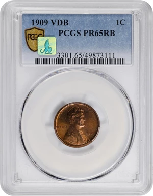 image for: 1909 Lincoln Cent. V.D.B. Proof-65 RB (PCGS). CMQ.