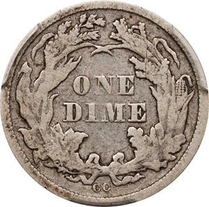 image for: 1874-CC Liberty Seated Dime. Arrows. Fortin-101. Rarity-5+. VF-20 (PCGS). CAC. CMQ.