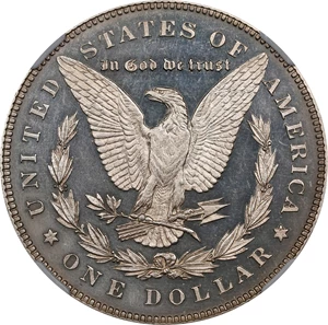 image for: 1878 Morgan Silver Dollar. 7 Tailfeathers. Reverse of 1878. Proof-64 (NGC). CMQ.