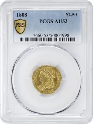 image for: 1808 Capped Bust Left Quarter Eagle. BD-1. Rarity-4. AU-53 (PCGS).