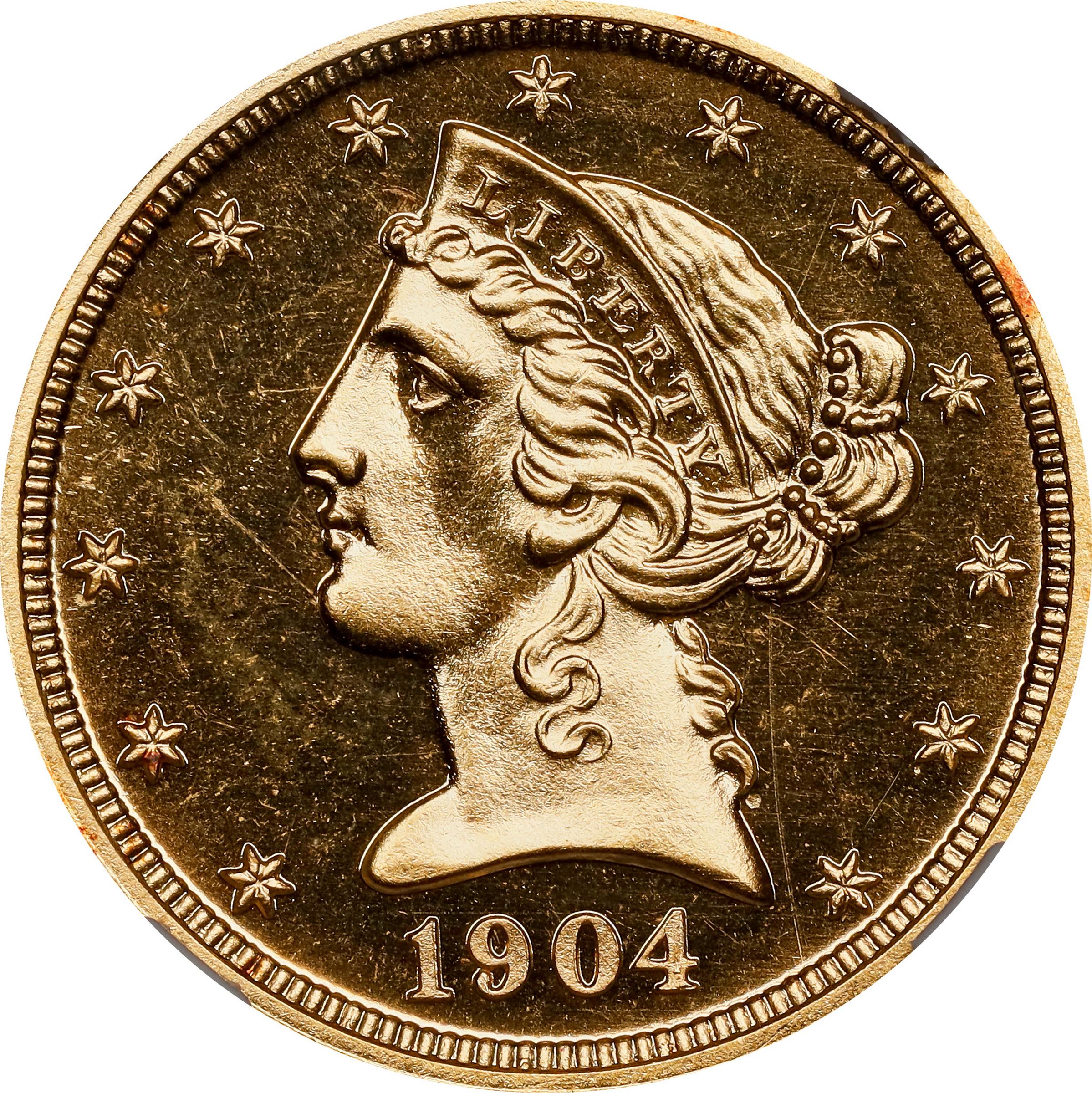 image for: 1904 Liberty Head Half Eagle. JD-1. Rarity-4. Proof-65 (NGC). CAC. CMQ.