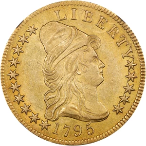 image for: 1795 Capped Bust Right Eagle. BD-1, Taraszka-1. Rarity-3+. 13 Leaves. AU-55 (NGC). CMQ.