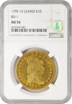 image for: 1795 Capped Bust Right Eagle. BD-1, Taraszka-1. Rarity-3+. 13 Leaves. AU-55 (NGC). CMQ.