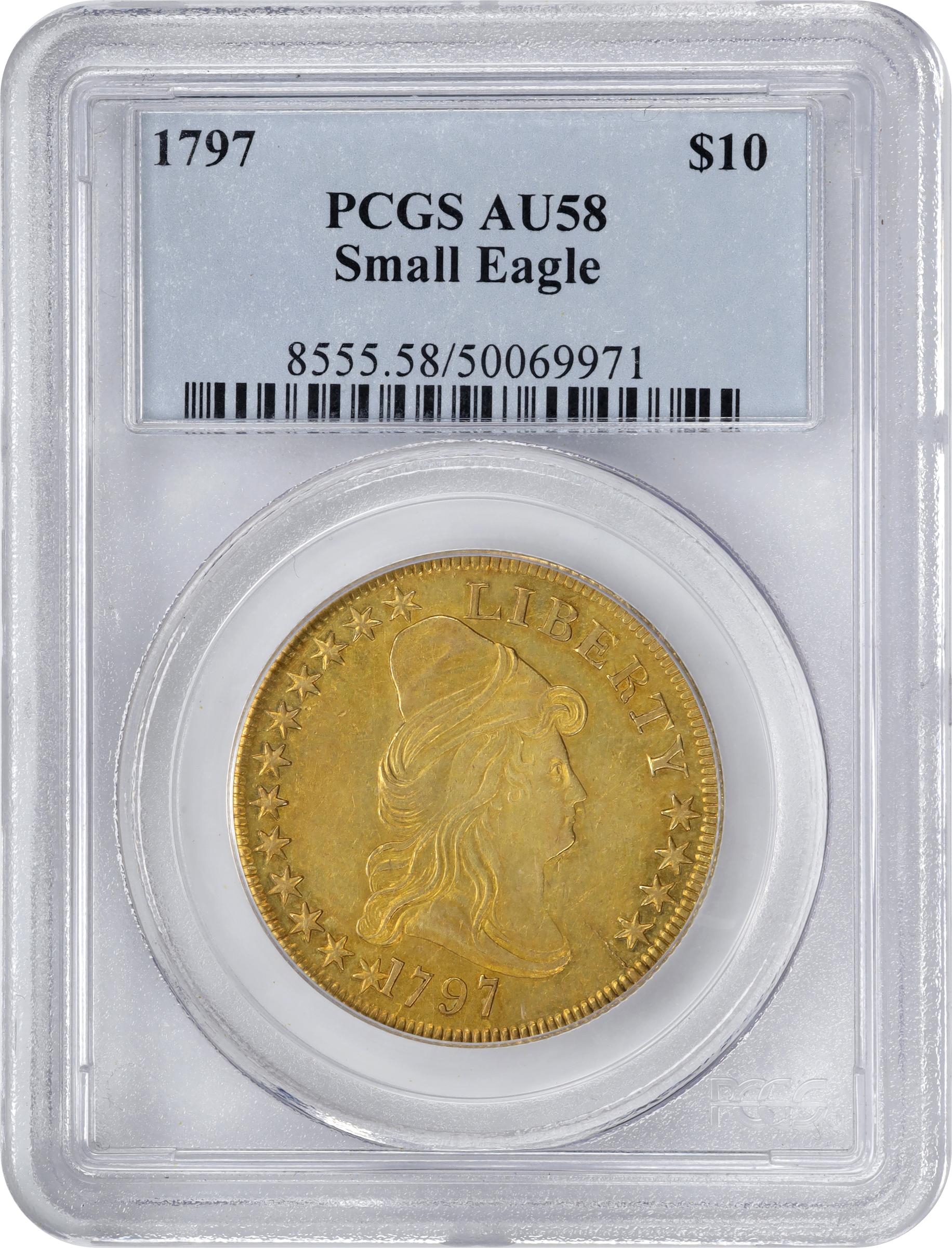 image for: 1797 Capped Bust Right Eagle. Small Eagle. BD-1, Taraszka-7. Rarity-5. AU-58 (PCGS).