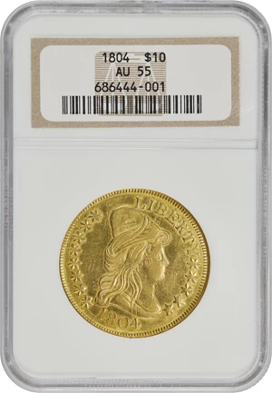 image for: 1804 Capped Bust Right Eagle. BD-1, Taraszka-31. Rarity-4+. Crosslet 4. AU-55 (NGC).