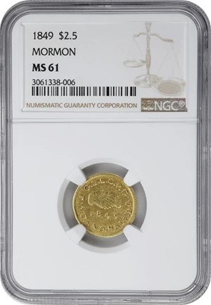 image for: 1849 Mormon $2.50. K-1. Rarity-5. MS-61 (NGC).