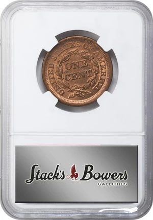 image for: 1856 Braided Hair Cent. N-1. Rarity-1. Slanting 5. MS-65+ RD (NGC).