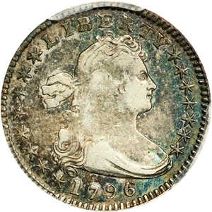 image for: 1796/5 Draped Bust Half Dime. LM-2, V-2. Rarity-6. VF-25 (PCGS).