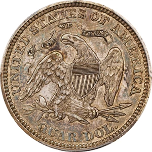 image for: 1867 Liberty Seated Quarter. Briggs 1-A. EF-45 (PCGS).