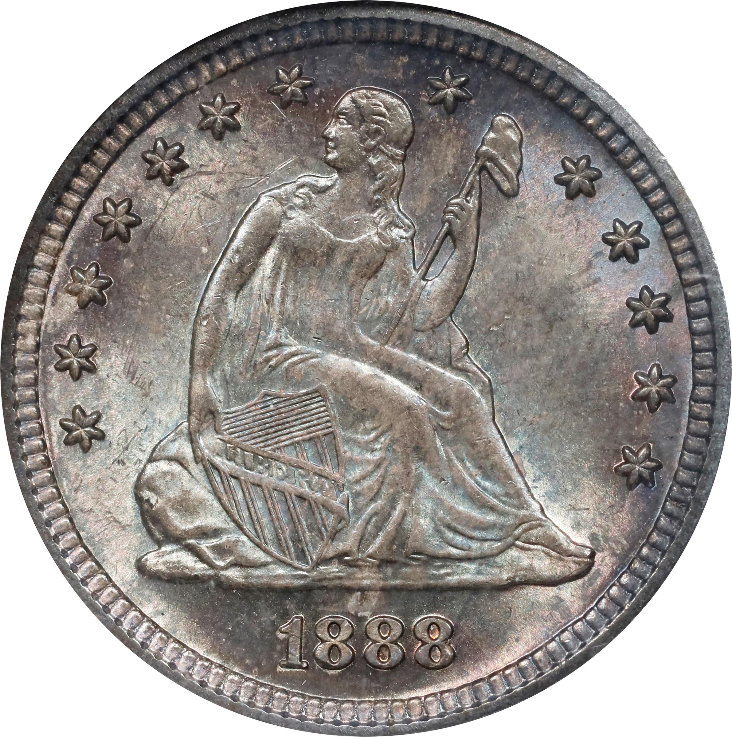 1888 S Liberty Seated Quarter Mint State (MS) Pricing Guide | The