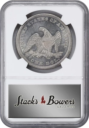 image for: 1854 Liberty Seated Silver Dollar. OC-1. Rarity-3+. Repunched Date. AU Details--Polished (NGC).