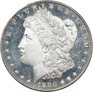 image for: 1880-CC Morgan Silver Dollar. VAM-6. Top 100 Variety. 8/Low 7. MS-65 DMPL (PCGS).