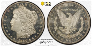 image for: 1880-CC Morgan Silver Dollar. VAM-6. Top 100 Variety. 8/Low 7. MS-65 DMPL (PCGS).