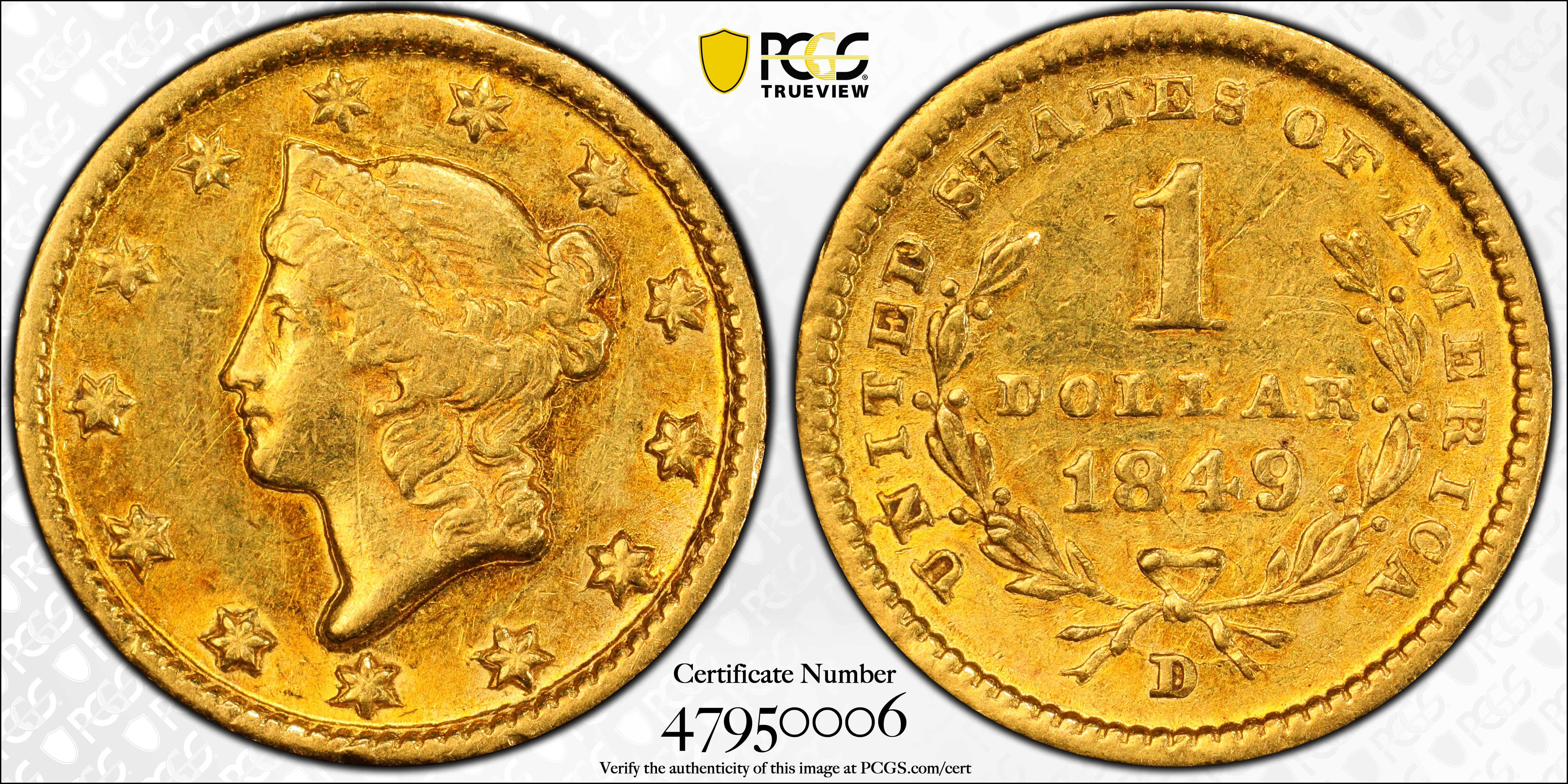 1849 D $1 Gold – Type 1 Mint State (MS) Pricing Guide | The Greysheet