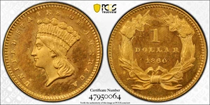 image for: 1860 Gold Dollar. JD-1. Rarity-6+. Proof-65 Cameo (PCGS). CAC.