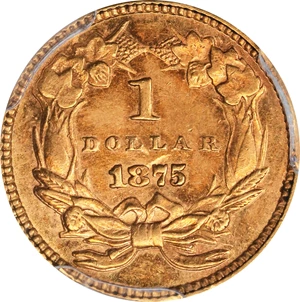 image for: 1875 Gold Dollar. AU-58 (PCGS). CAC.