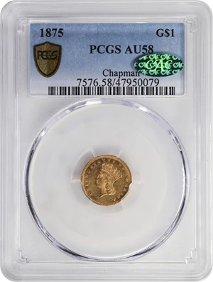 image for: 1875 Gold Dollar. AU-58 (PCGS). CAC.