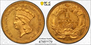 image for: 1875 Gold Dollar. AU-58 (PCGS). CAC.