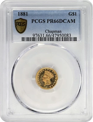 image for: 1881 Gold Dollar. Date Right. JD-1. Rarity-5+. Proof-66 Deep Cameo (PCGS).