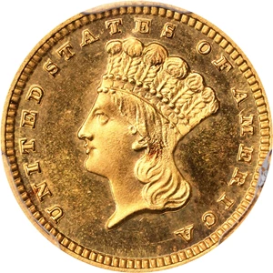 image for: 1884 Gold Dollar. Repunched Date. JD-1. Rarity-4. Proof-67+ Cameo (PCGS). CAC.