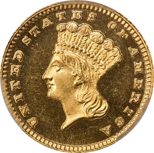 image for: 1885 Gold Dollar. JD-1. Rarity-4. Proof-65 Cameo (CACG).