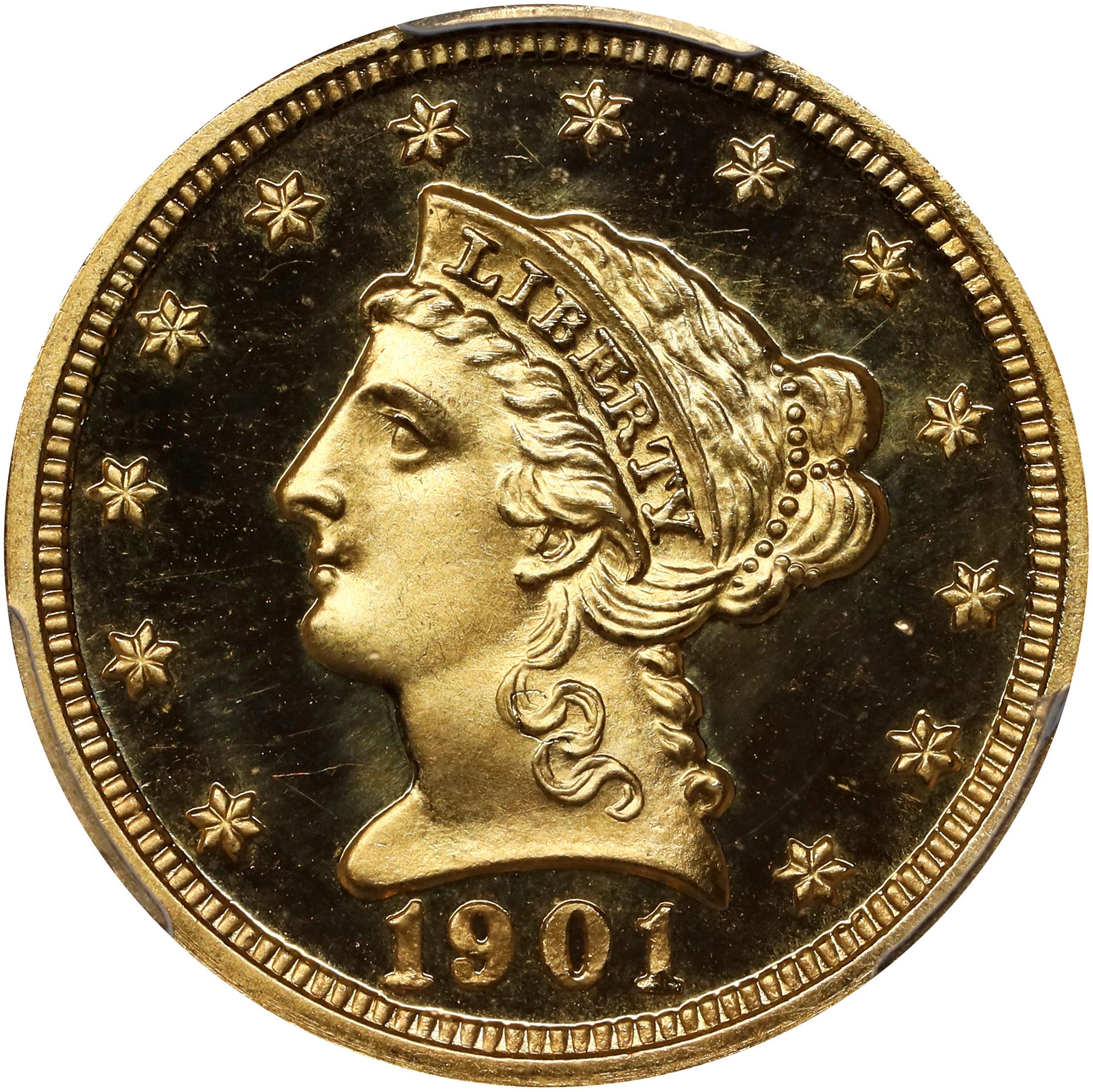 image for: 1901 Liberty Head Quarter Eagle. JD-1. Rarity-4-. Proof. Unc Details--Altered Surfaces (PCGS).