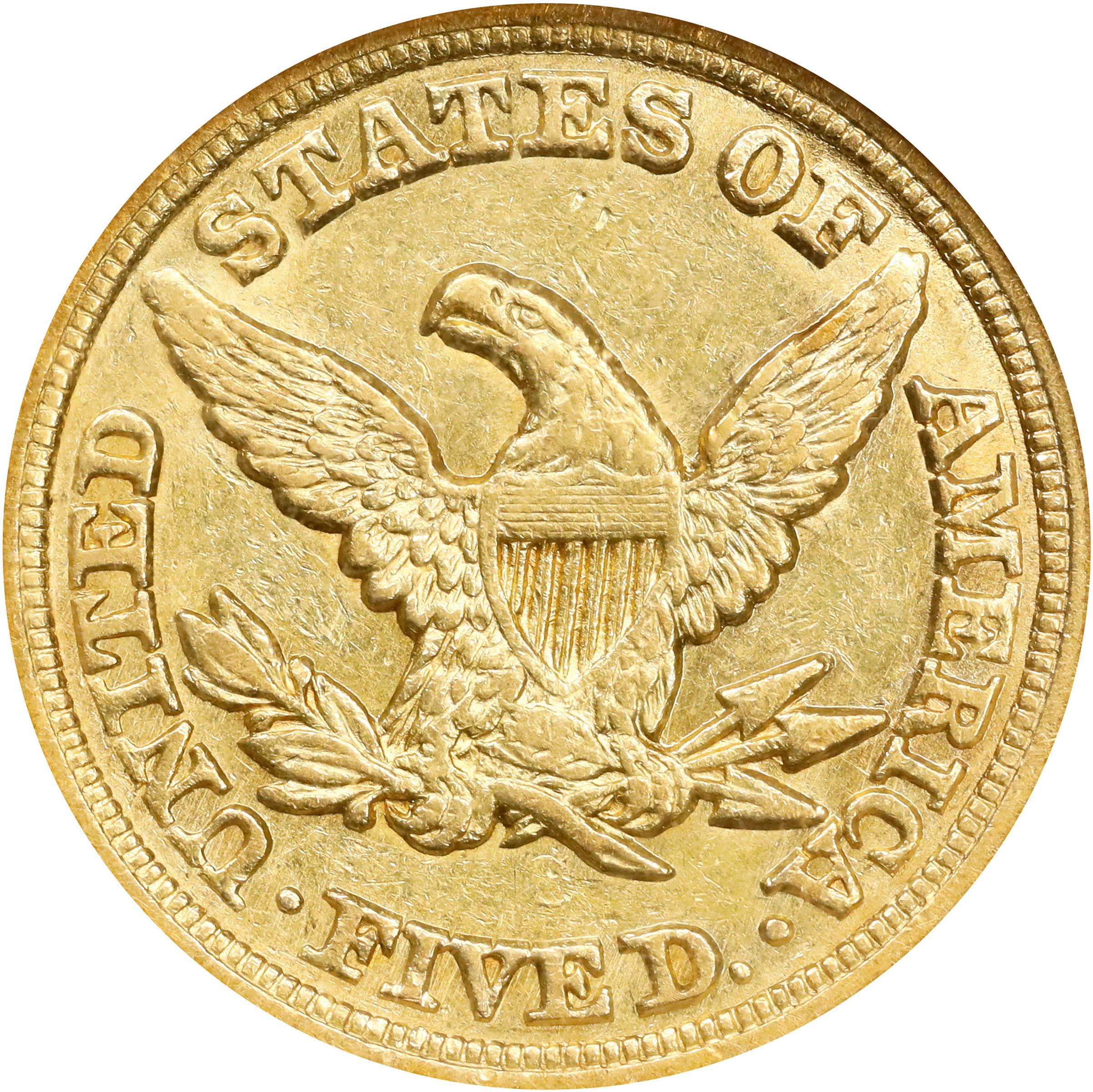 image for: 1850-C Liberty Head Half Eagle. Winter-4. Weak C. AU-50 (NGC).