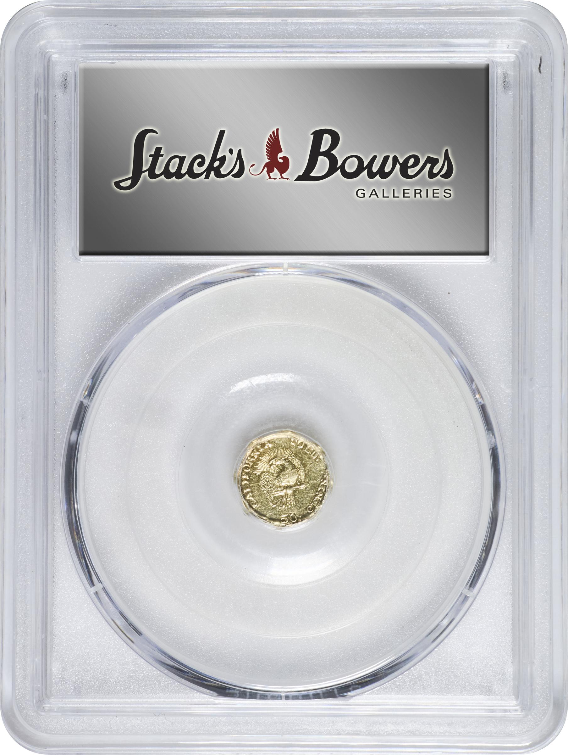 image for: 1853-FD Octagonal 50 Cents. BG-302. Rarity-4-. Liberty Head, Small Eagle or "Peacock" Reverse. AU-58 (PCGS).