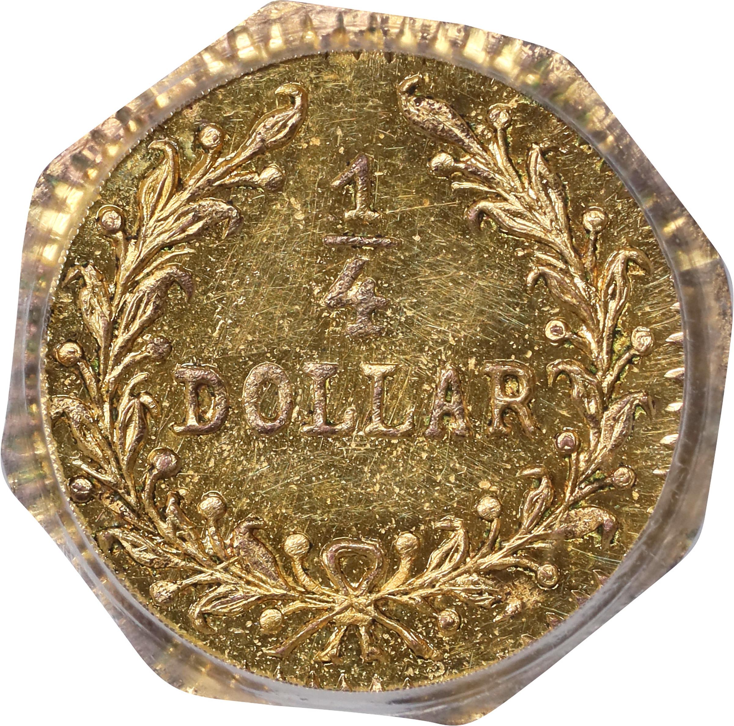 image for: 1874 Octagonal 25 Cents. BG-799Q. Rarity-5+. Indian Head. MS-63 (PCGS).