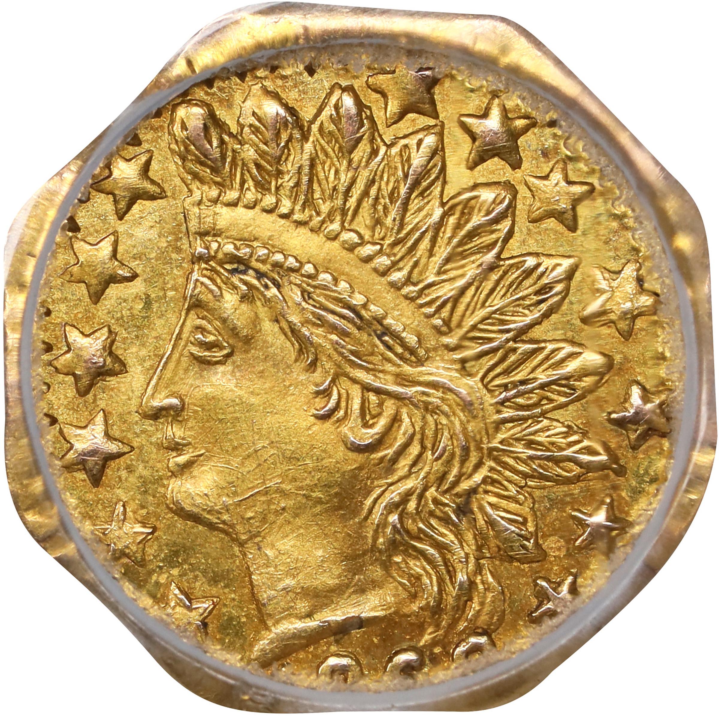 image for: 1868 Octagonal 25 Cents. BG-799S. Rarity-7+. Indian Head. MS-64 (PCGS).