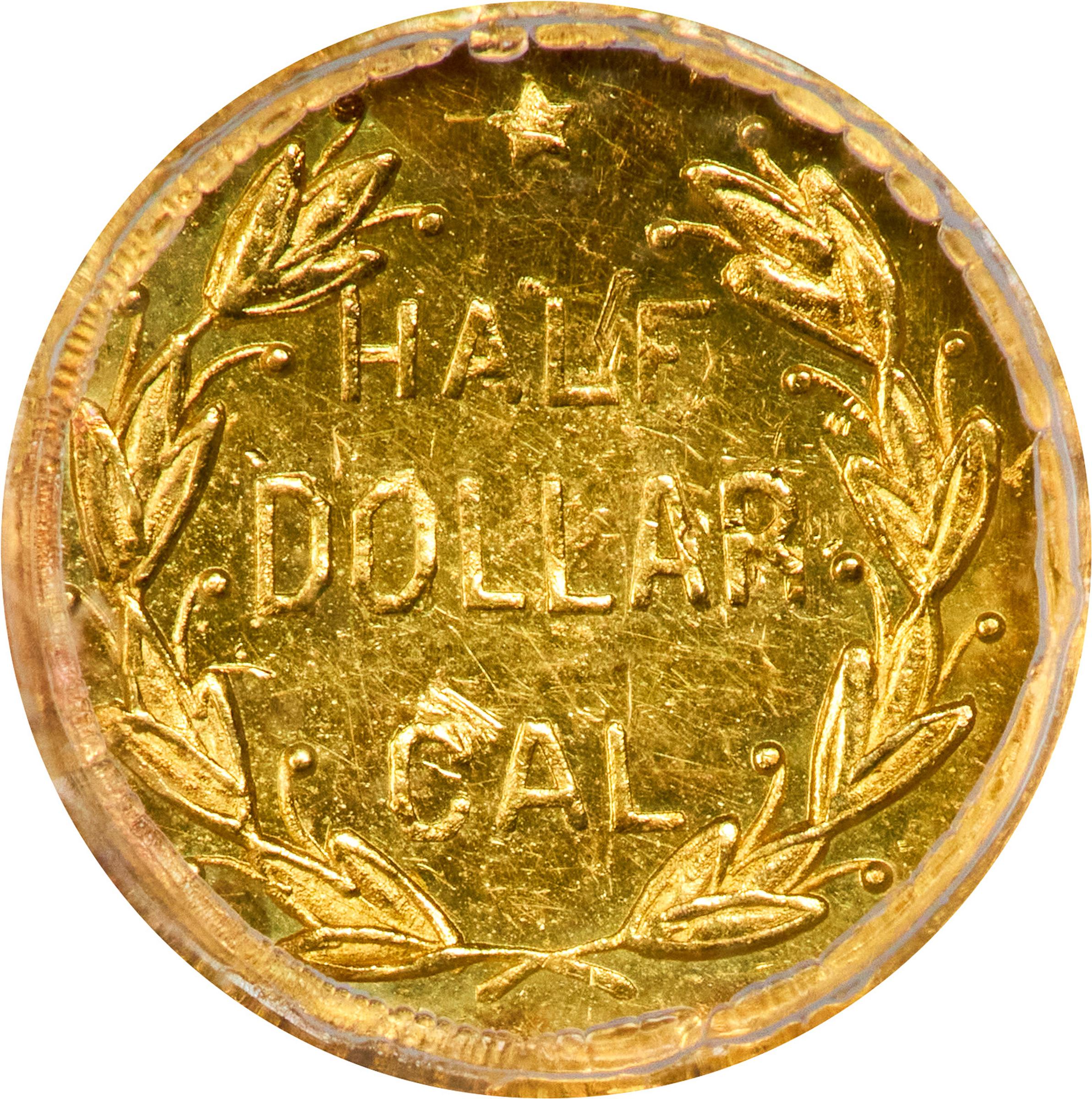 image for: 1871-H Round 50 Cents. BG-1042. Rarity-7+. Liberty Head. Unc Details--Bent (PCGS).