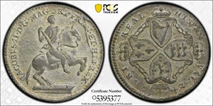 image for: Undated (ca. 1828) American Plantations Token, or 1/24 Part Real. Restrike. Newman 5-D, W-1160. Rarity-4+. AU-55 (PCGS).