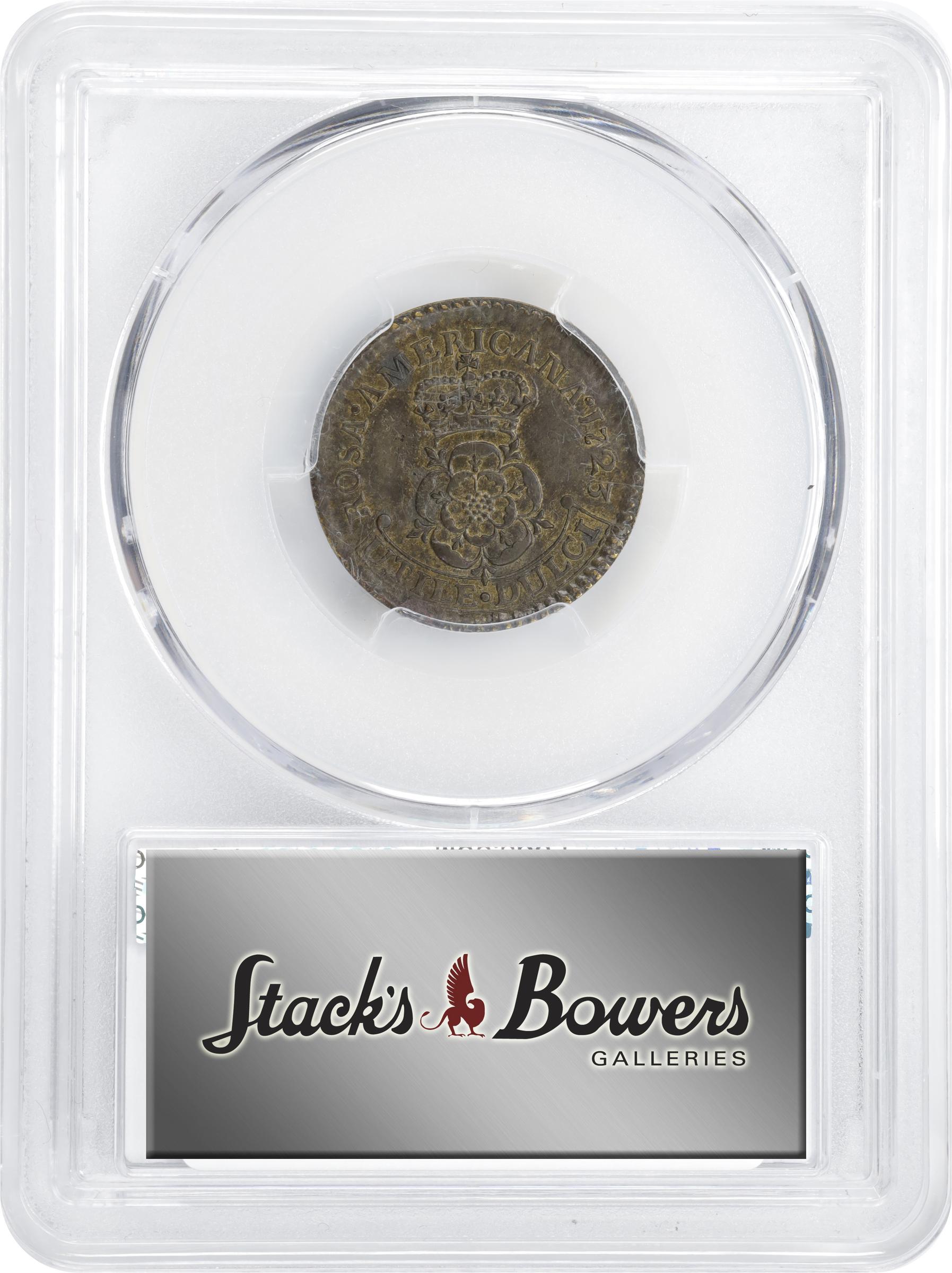 image for: 1723 Rosa Americana Halfpenny. Martin 3.7-F.1, W-1236. Rarity-4. Crowned Rose. Unc Details--Environmental Damage (PCGS).