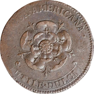image for: Undated (1722) Rosa Americana Twopence. Martin 2.1-B.1, W-1322. Rarity-3. Motto in Ribbon. EF-40 (PCGS).