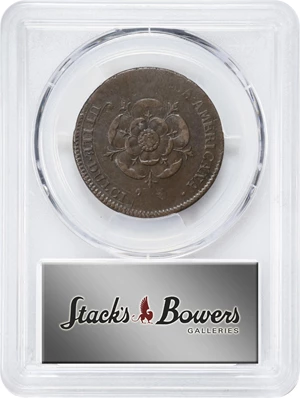 image for: Undated (1722) Rosa Americana Twopence. Martin 2.1-B.1, W-1322. Rarity-3. Motto in Ribbon. EF-40 (PCGS).
