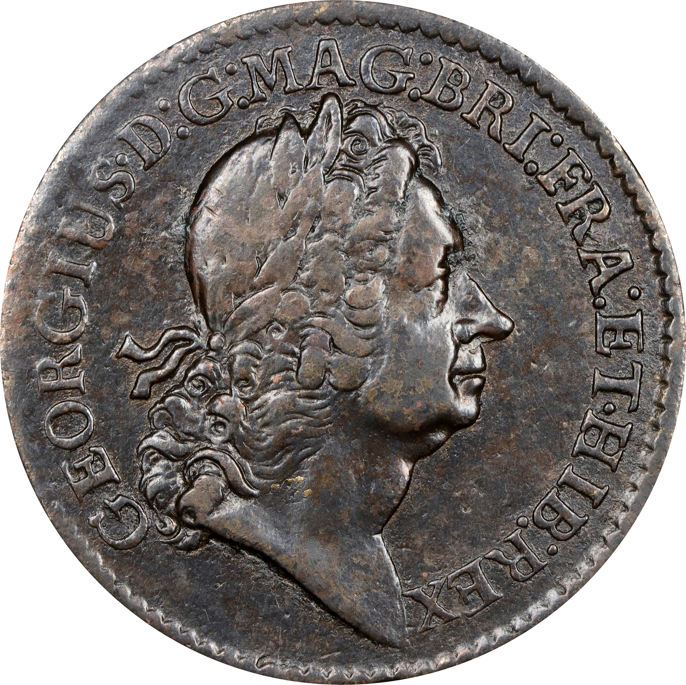 image for: 1722 Rosa Americana Twopence. Martin 4.4-C.1, W-1330. Rarity-4. No Period After REX. VF Details--Environmental Damage (PCGS).