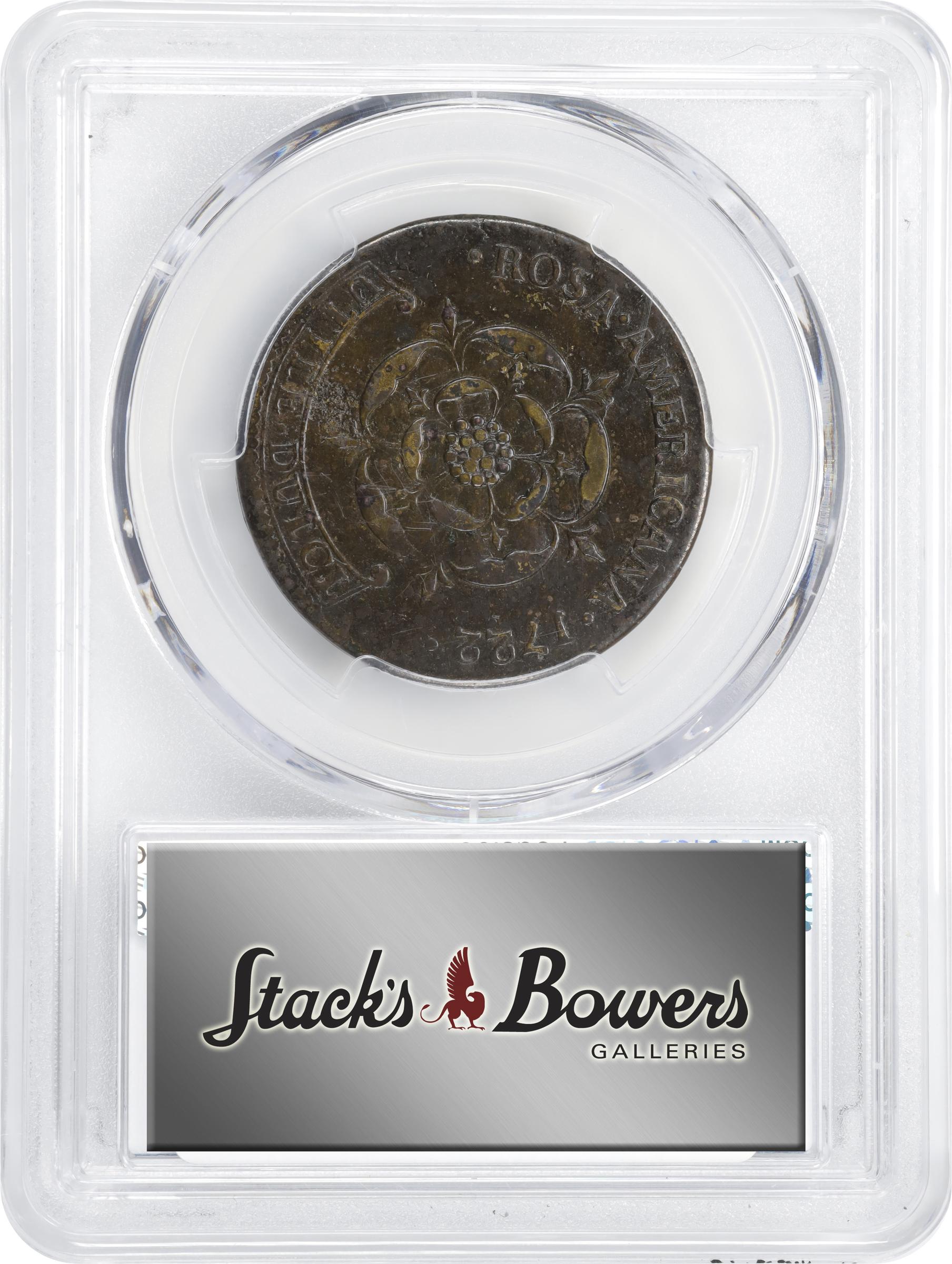 image for: 1722 Rosa Americana Twopence. Martin 4.4-C.1, W-1330. Rarity-4. No Period After REX. VF Details--Environmental Damage (PCGS).