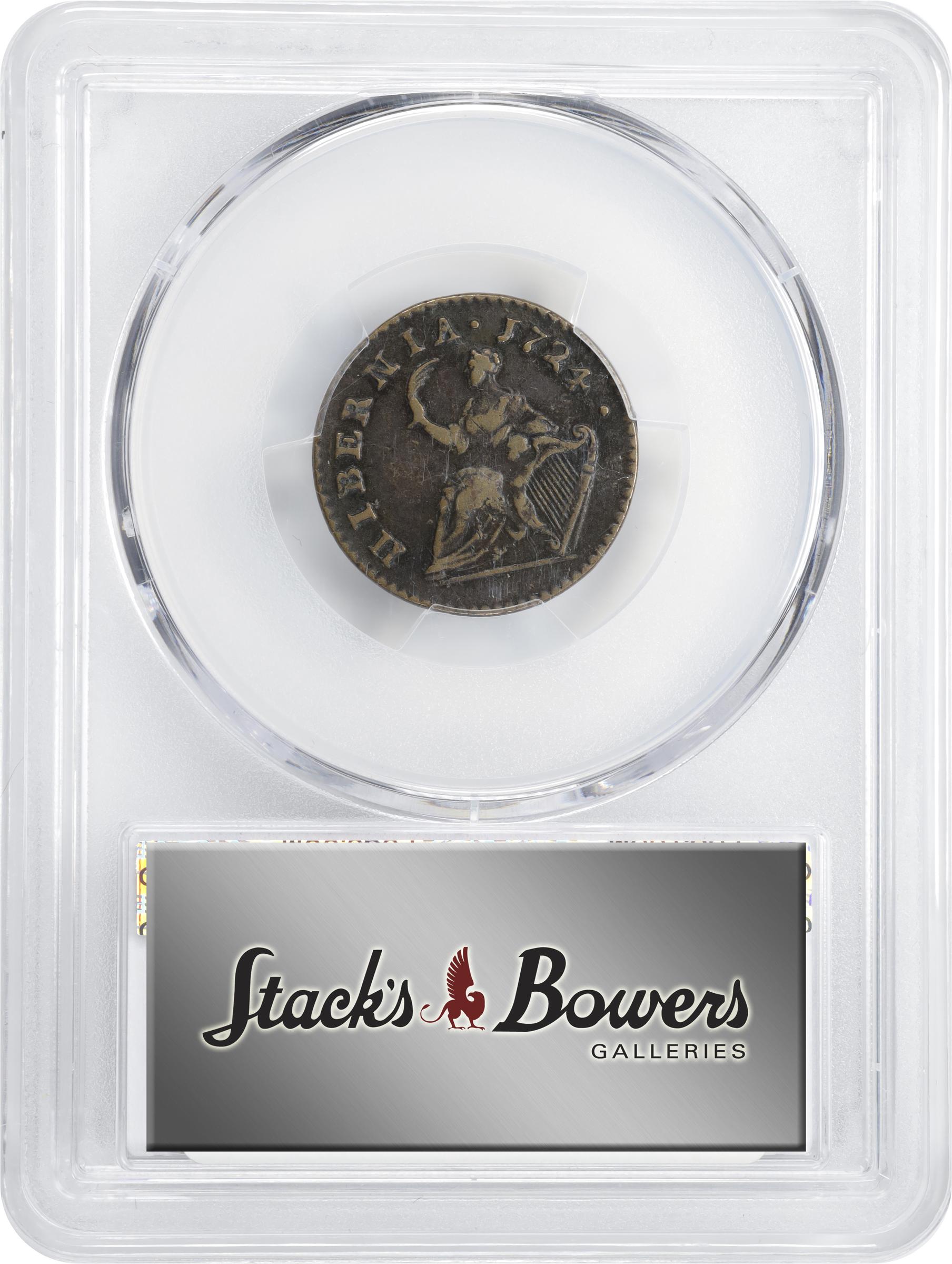 image for: 1724 Wood's Hibernia Farthing. Martin 3.9-D.1, W-12600. Rarity-4. VF-35 (PCGS).