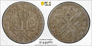 image for: 1712-AA 15 Deniers, or Half Mousquetaire. Metz Mint. Vlack-13. Rarity-4. EF Details--Environmental Damage (PCGS).