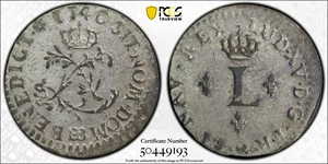 image for: 1740-BB Half Sou Marque. Strasbourg Mint. Vlack-325. Rarity-1. AU-58 (PCGS).