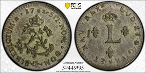 image for: 1762-BB Sou Marque. Strasbourg Mint. Vlack-276a. Rarity-2. Stop After ET. AU-55 (PCGS).