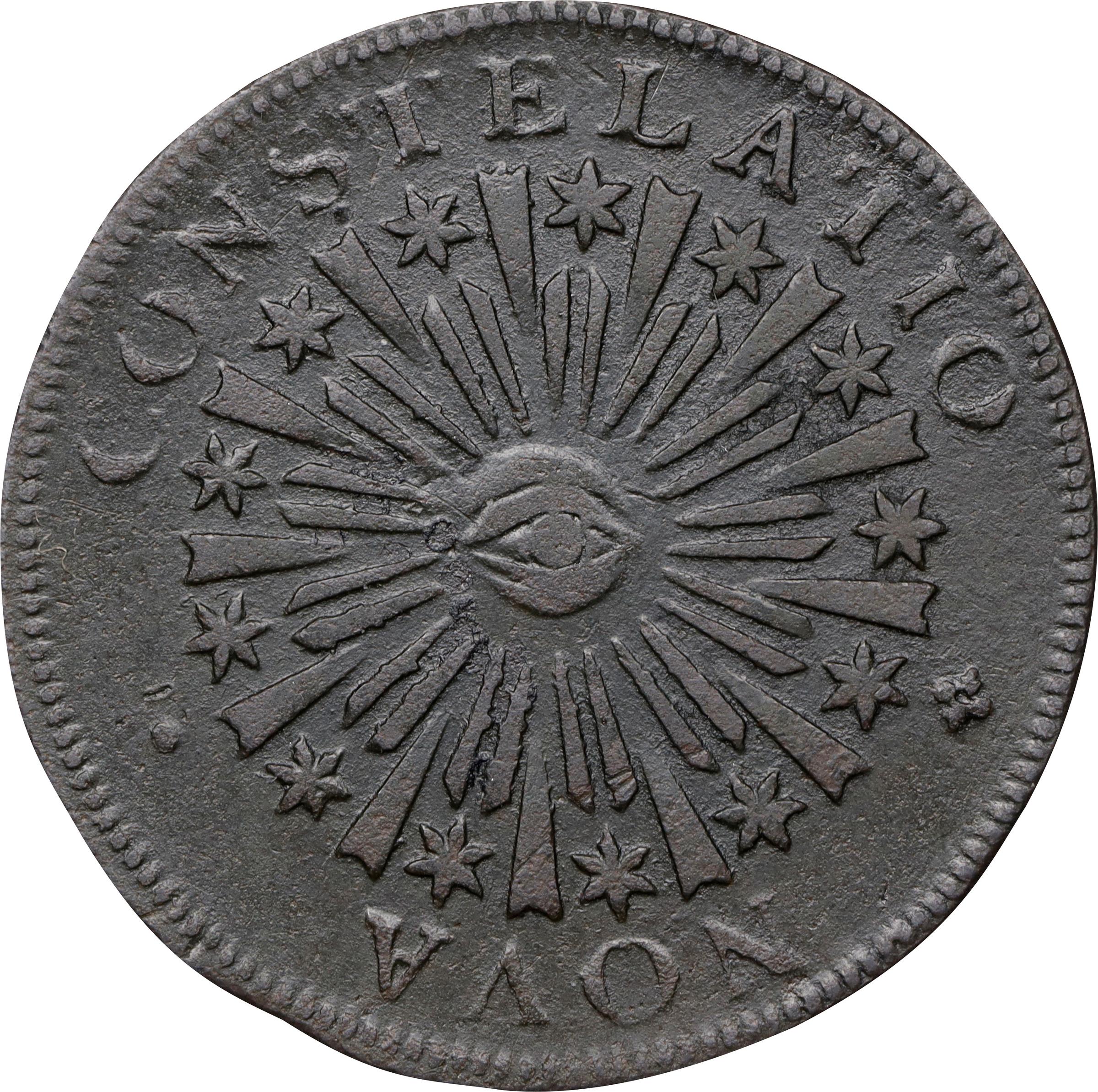 image for: 1785 Nova Constellatio Copper. Crosby 1-B, W-1880. Rarity-4. CONSTELATIO, Blunt Rays. VF-35 (PCGS).