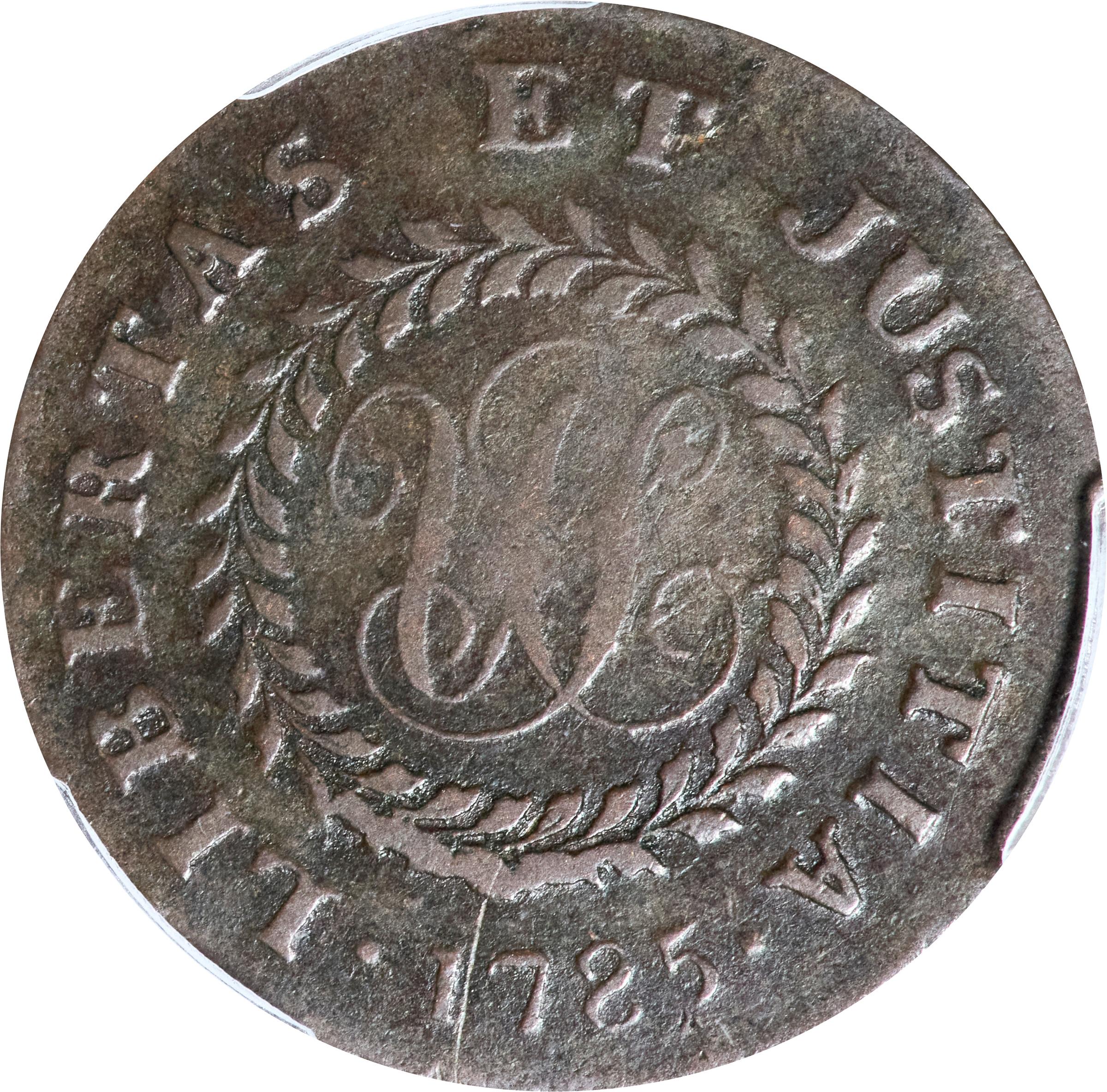 image for: 1785 Nova Constellatio Copper. Crosby 1-B, W-1880. Rarity-4. CONSTELATIO, Blunt Rays. VF-30 (PCGS).