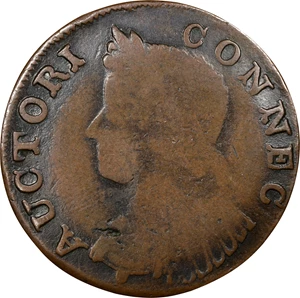 image for: 1785 Connecticut Copper. Miller 7.1-D, W-2440. Rarity-4+. Bust Left. Fine-12 (PCGS).