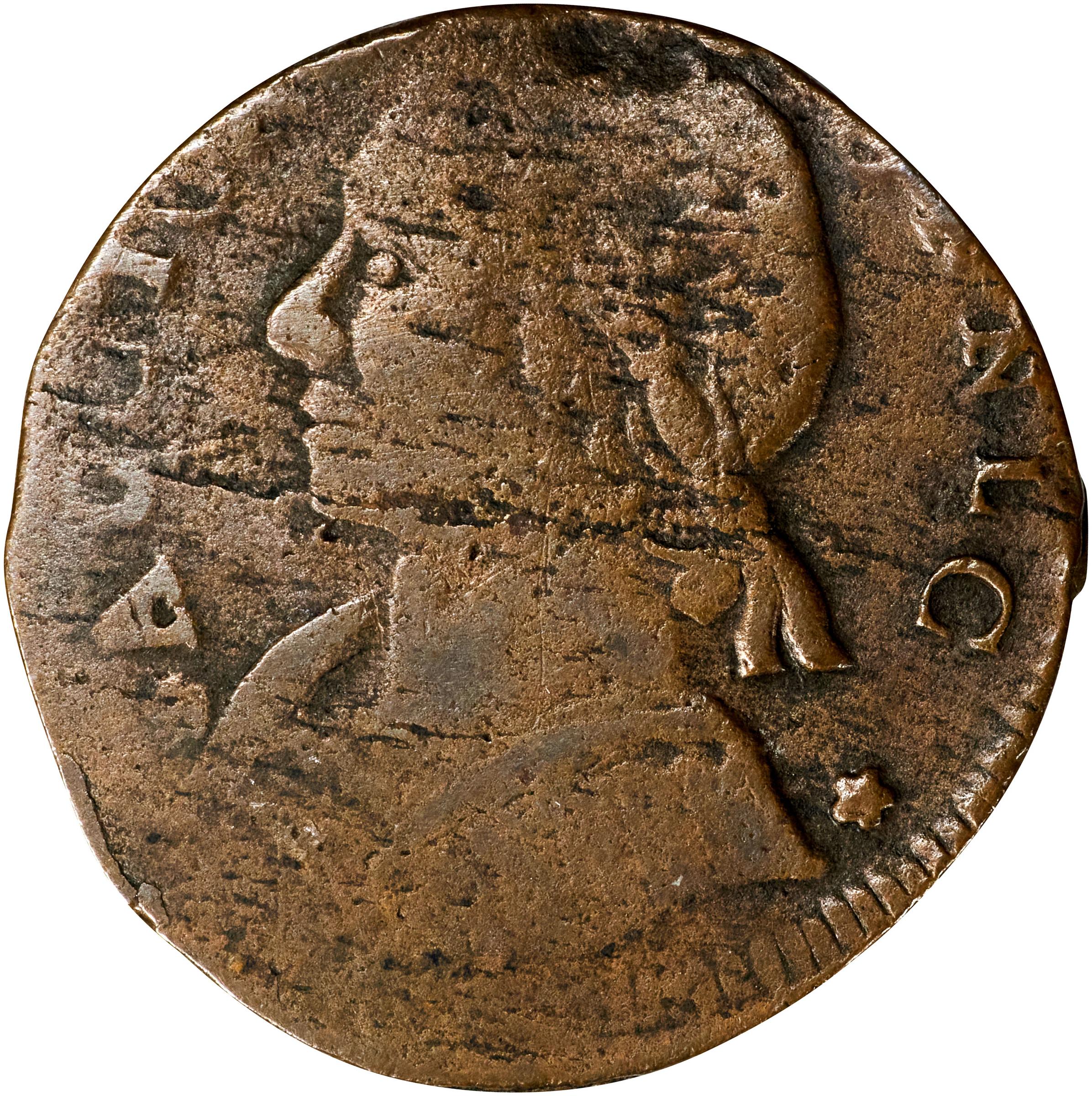 image for: 1788 Connecticut Copper. Miller 13-A.1, W-4535. Rarity-4+. Mailed Bust Left, CONNLC. Fine, Weak Strike.